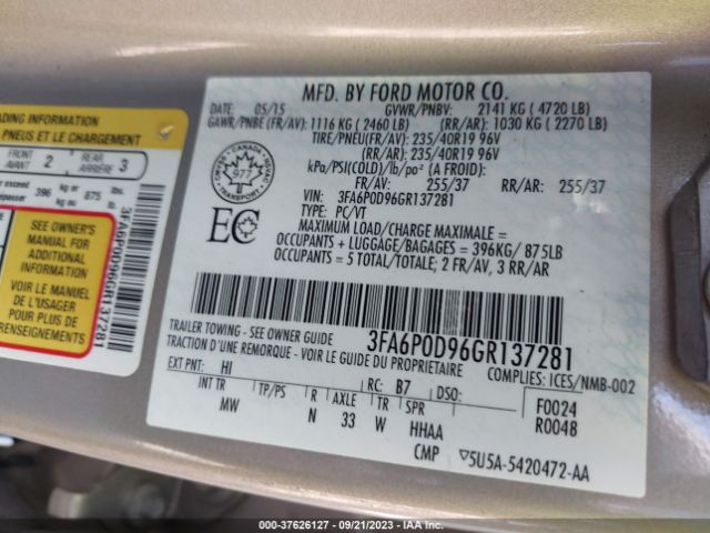 3FA6P0D96GR137281 Ford Fusion Titanium