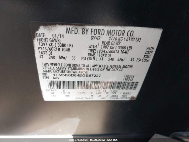 1FM5K8D84EGB67227 Ford EXPLORER XLT