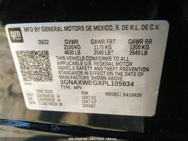 Chevrolet EQUINOX RS 2023 3GNAXWEGXPL105934 Image 9
