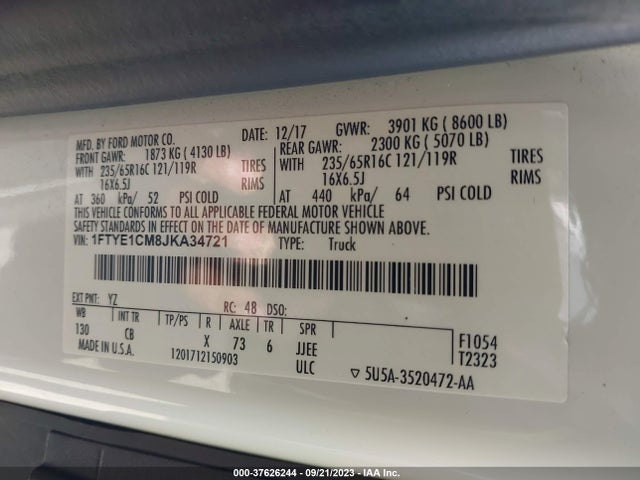 Ford TRANSIT VAN 2018 1FTYE1CM8JKA34721 Image 15