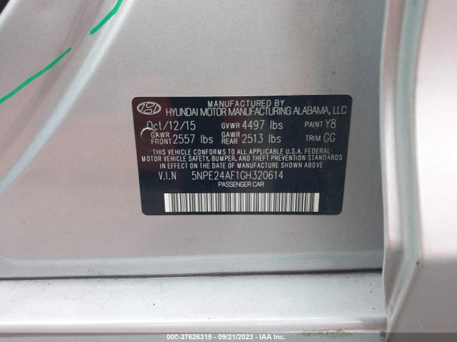 5NPE24AF1GH320614 Hyundai SONATA SE