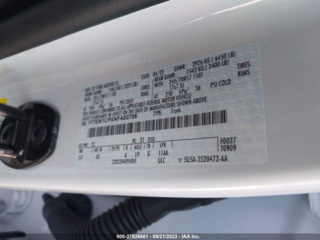 1FTEW1CPXNFA80706 Ford F-150 Xl/xlt/lariat