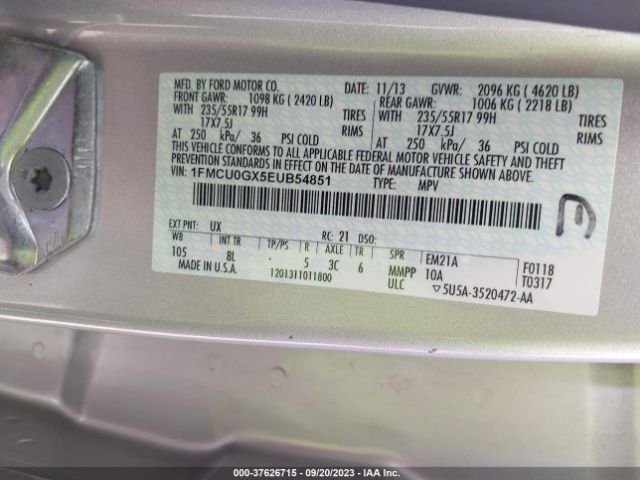 1FMCU0GX5EUB54851 Ford ESCAPE SE