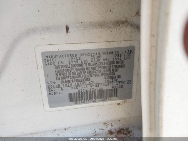 3N1AB7AP1EL630058 Nissan Sentra S/fe+ S/sv/fe+ Sv/sr/sl
