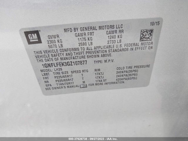 1GNFLFEK3GZ107877 Chevrolet EQUINOX LT