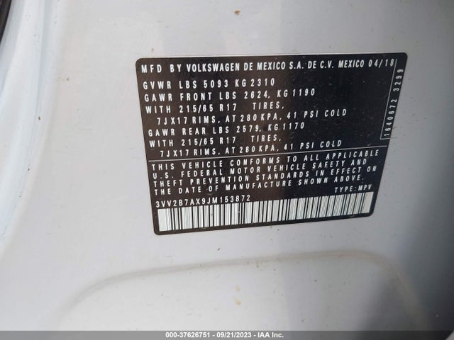3VV2B7AX9JM153872 Volkswagen Tiguan 2.0t Sel/2.0t Se