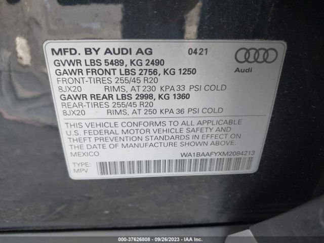WA1BAAFYXM2084213 Audi Q5 Premium Plus