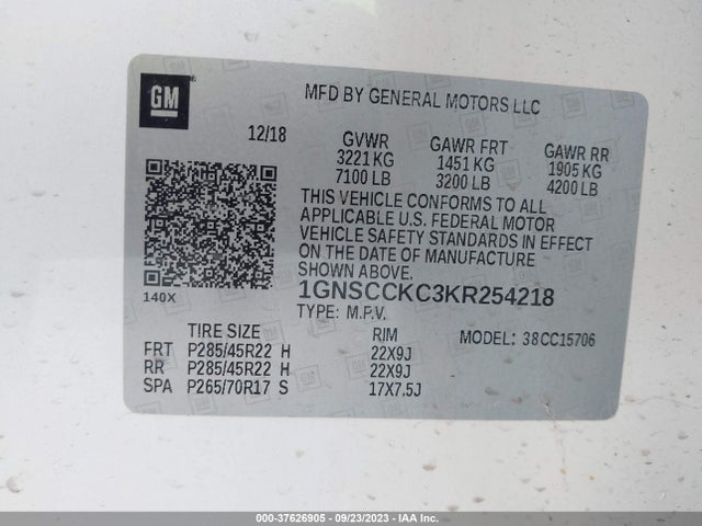 Chevrolet Tahoe Premier 2019 1GNSCCKC3KR254218 Image 9