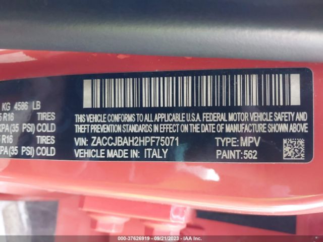 ZACCJBAH2HPF75071 Jeep Renegade Sport