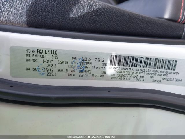 1C4SDHCT4FC759842 Dodge Durango R/t
