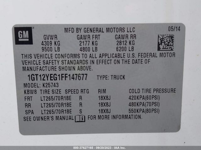 1GT12YEG1FF147677 GMC Sierra 2500hd Sle