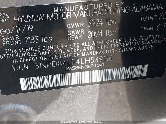 Hyundai ELANTRA SEL 2020 5NPD84LF4LH539116 Image 9