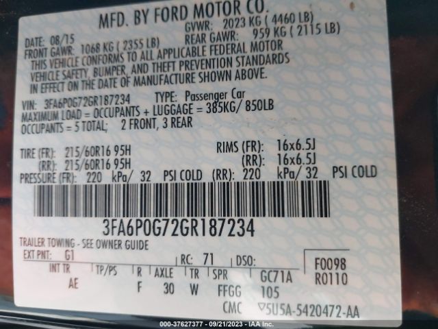 3FA6P0G72GR187234 Ford FUSION S