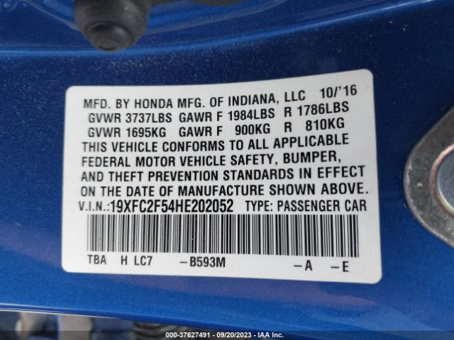 19XFC2F54HE202052 Honda Civic Sedan Lx