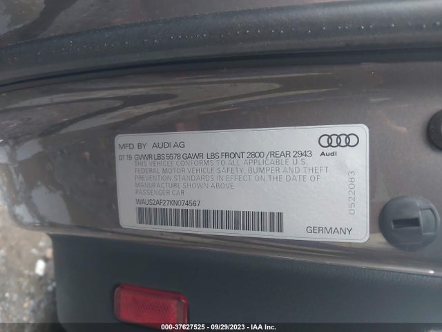 2019 AUDI A7 PRESTIGE VIN: WAUS2AF27KN074567