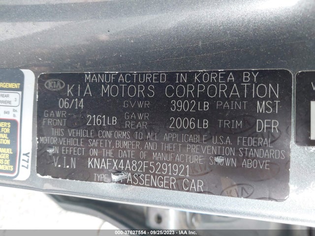 KIA FORTE EX 2015 KNAFX4A82F5291921 Image 9