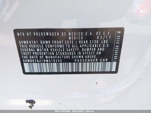 3VWB67AJ1HM319243 Volkswagen Jetta 1.4t Se