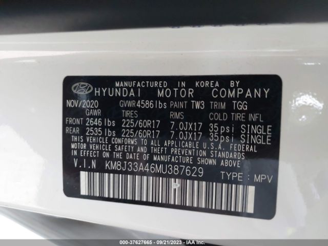 KM8J33A46MU387629 Hyundai Tucson Value