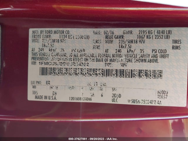 Ford Escape Titanium 2017 1FMCU9J95HUB34702 Image 9