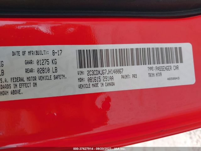 2C3CDXJG7JH140067 Dodge Charger Gt Awd