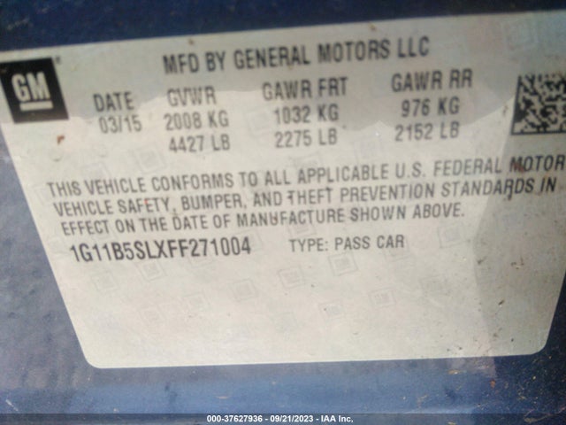 Chevrolet MALIBU LS 2015 1G11B5SLXFF271004 Image 9