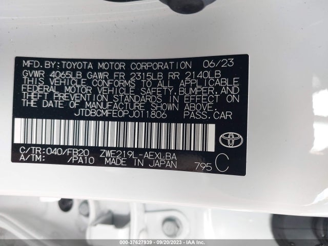 Toyota Corolla Hybrid 2023 JTDBCMFE0PJ011806 Image 9
