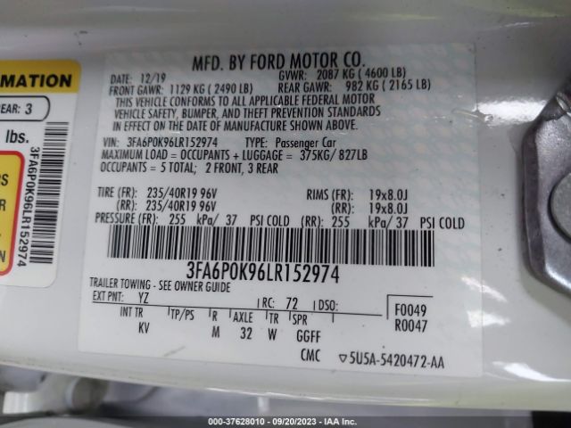 3FA6P0K96LR152974 Ford Fusion Titanium