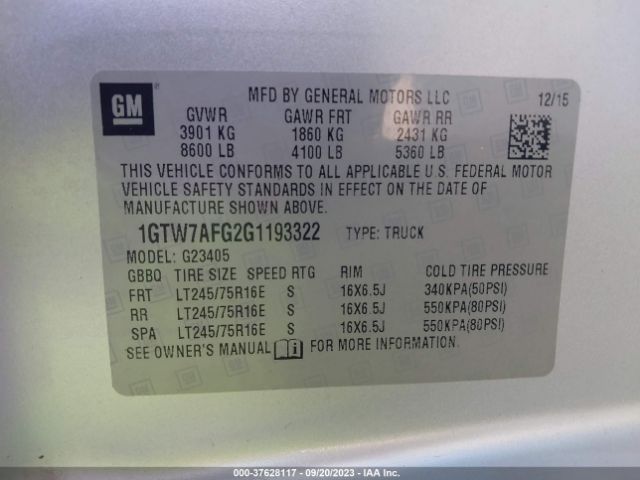 1GTW7AFG2G1193322 GMC SAVANA CARGO VAN
