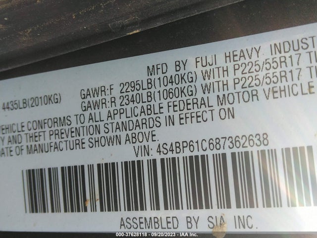 2008 SUBARU OUTBACK 4S4BP61C687362638 Photo 8