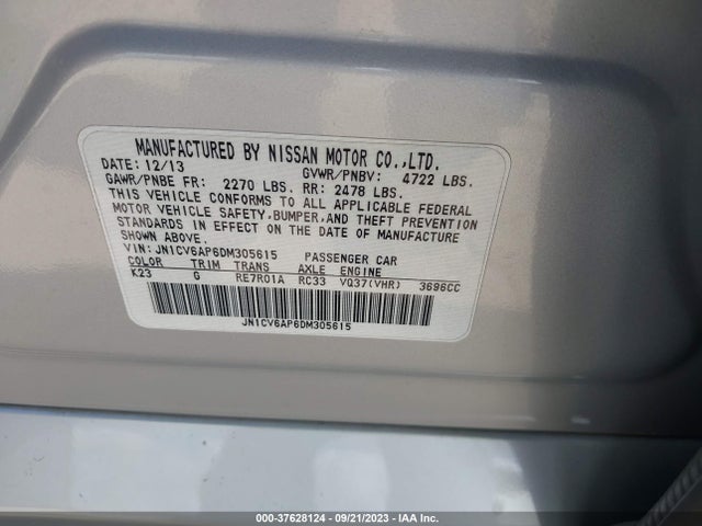 2013 INFINITI G37 JOURNEY VIN: JN1CV6AP6DM305615