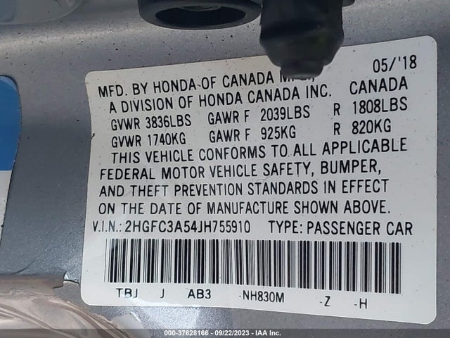 Honda CIVIC SI COUPE 2018 2HGFC3A54JH755910 Image 9