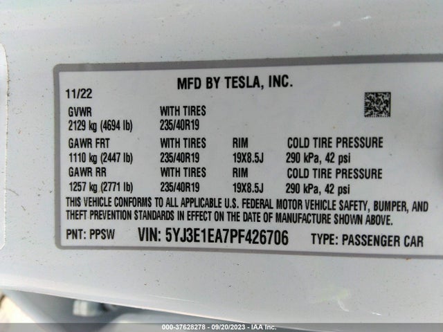 2023 TESLA MODEL 3 5YJ3E1EA7PF426706 Photo 8