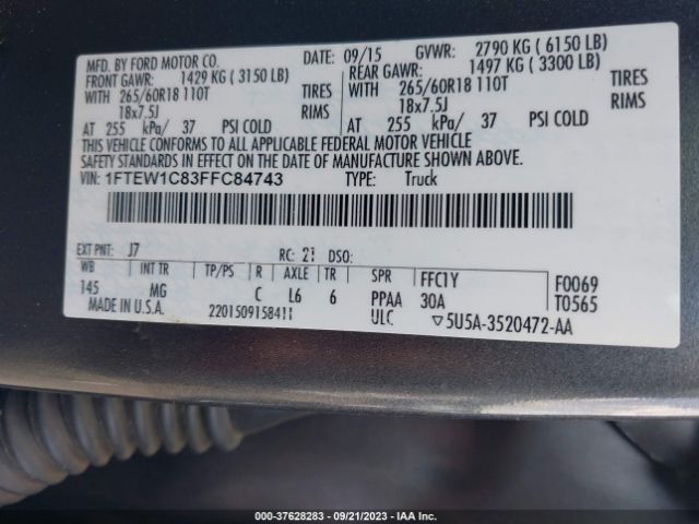 1FTEW1C83FFC84743 Ford F-150 Xlt/xl