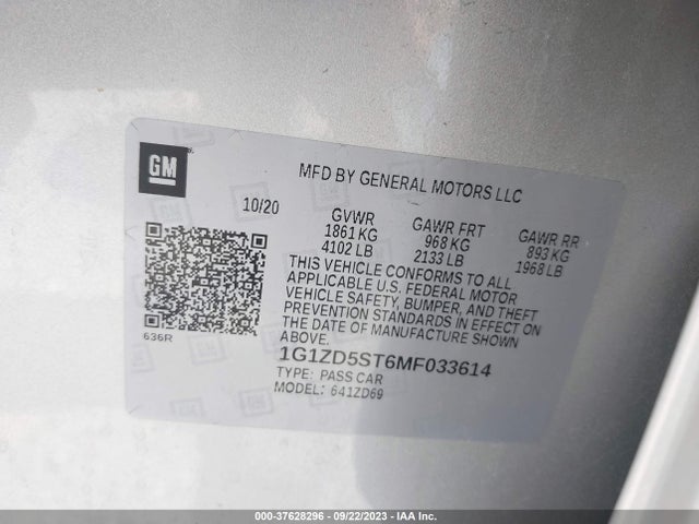 Chevrolet MALIBU LT 2021 1G1ZD5ST6MF033614 Image 9