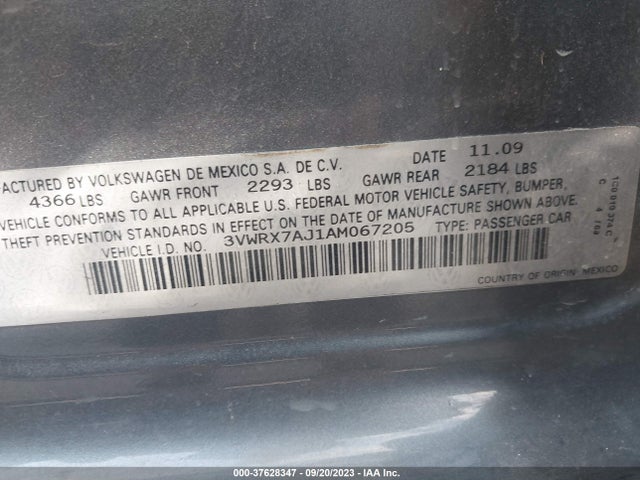 2010 VOLKSWAGEN JETTA SEDAN SE VIN: 3VWRX7AJ1AM067205