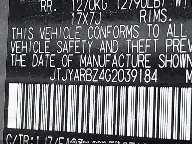 JTJYARBZ4G2039184 Lexus NX 200T