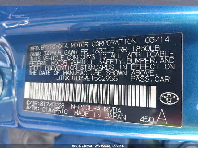 Toyota Prius C One/three/two/four 2014 JTDKDTB39E1562955 Image 9
