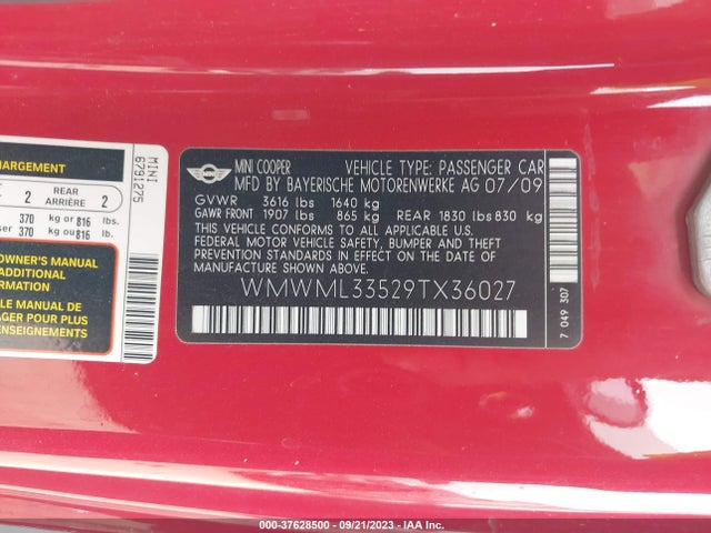 2009 MINI COOPER CLUBMAN WMWML33529TX36027 Photo 8