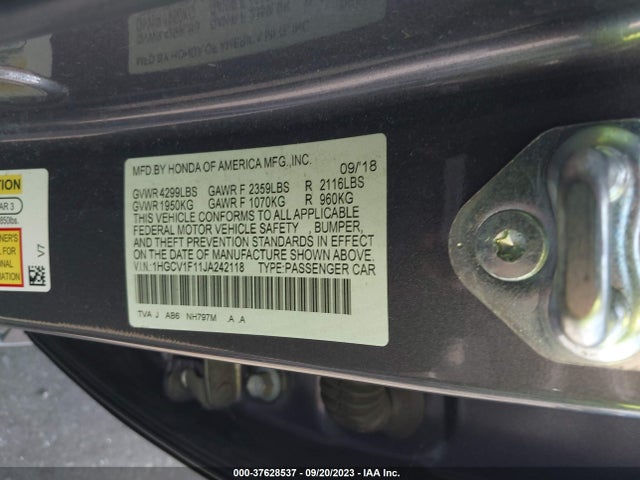 2018 HONDA ACCORD SEDAN LX 1.5T VIN: 1HGCV1F11JA242118