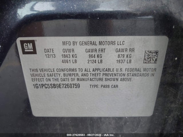 Chevrolet Cruze 1lt 2014 1G1PC5SB9E7260759 Image 9
