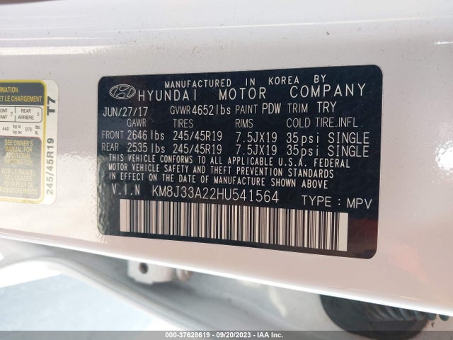 Hyundai Tucson Night 2017 KM8J33A22HU541564 Image 9