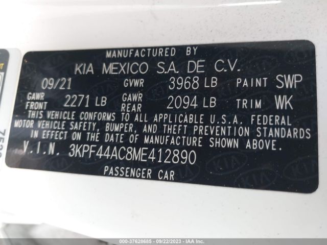 3KPF44AC8ME412890 KIA FORTE GT