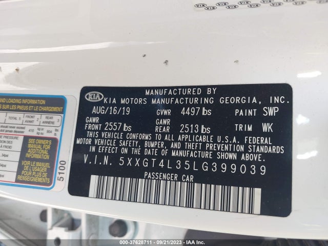KIA Optima Lx 2020 5XXGT4L35LG399039 Image 9
