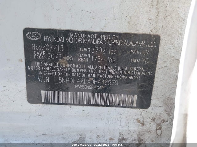 2013 HYUNDAI ELANTRA LIMITED VIN: 5NPDH4AEXDH446970