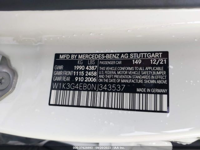 W1K3G4EB0NJ343537 Mercedes-Benz A-class A 220
