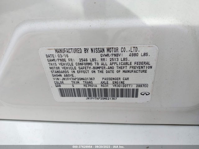 JN1FV7AP2GM421367 Infiniti Q50 3.0t Red Sport 400