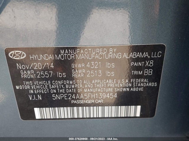 Hyundai Sonata 1.6t Eco 2015 5NPE24AA5FH139454 Image 9