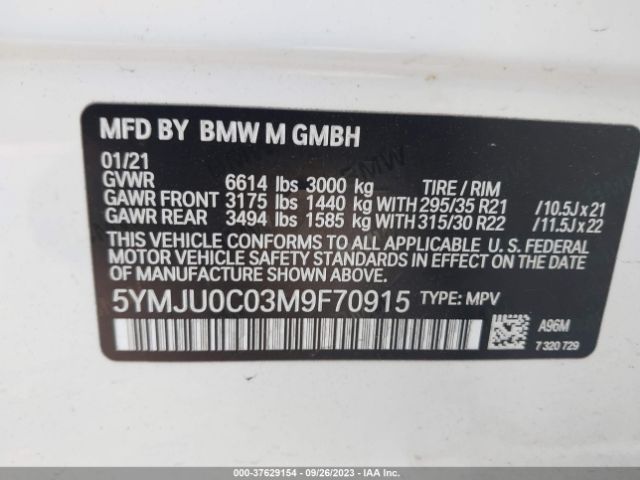5YMJU0C03M9F70915 BMW X5 M
