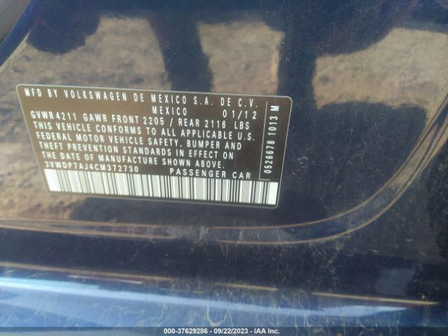 2012 VOLKSWAGEN JETTA SEDAN 3VWDP7AJ4CM372730 Photo 8