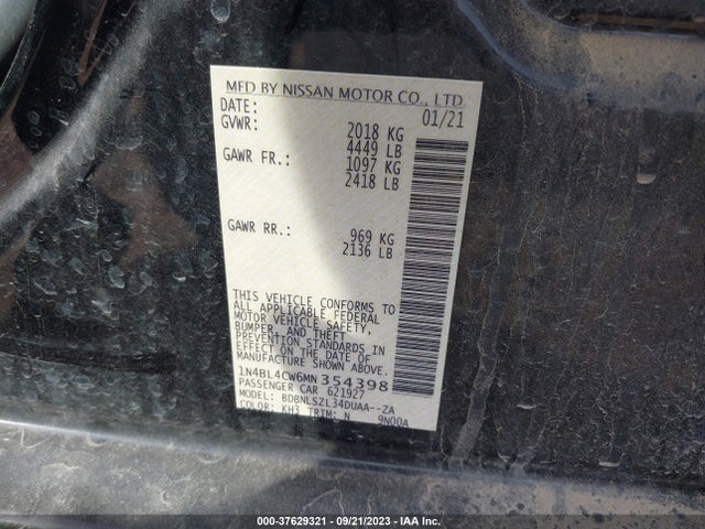 Nissan Altima 2.5 Sr 2021 1N4BL4CW6MN354398 Image 9